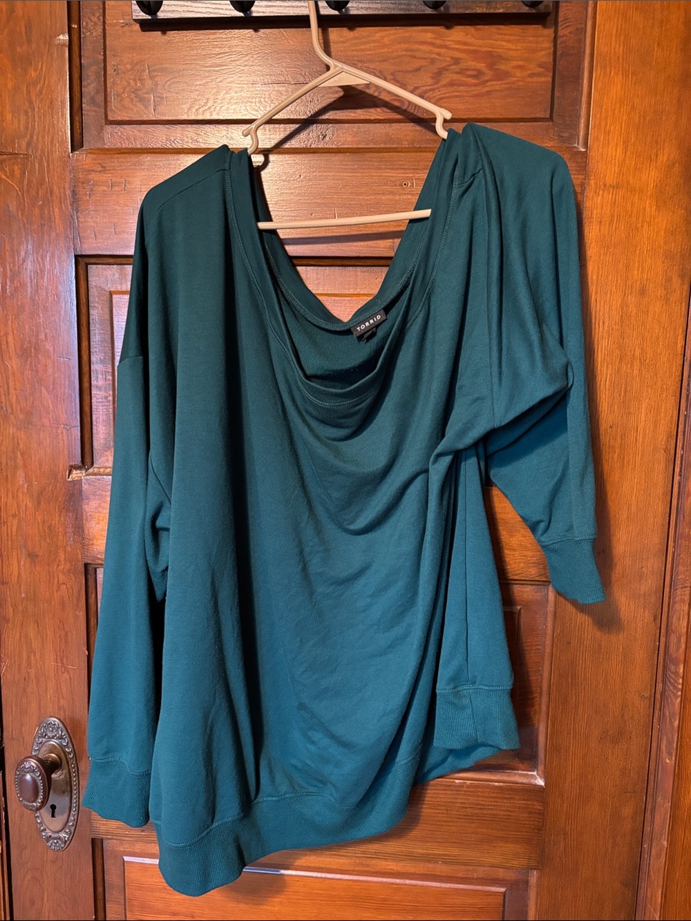 torrid Deep Teal Green Cowl-Neck Dolman Pullover